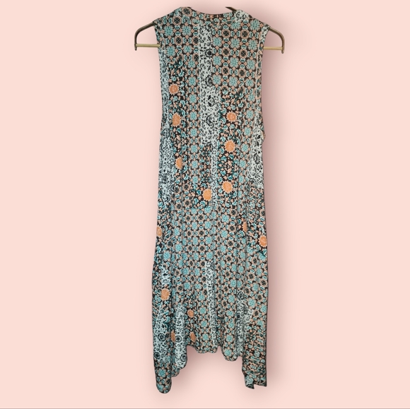 Maeve Anthropologie Mosaic Print Sleeveless Handkerchief Hem Midi Dress M Boho - Picture 2 of 3